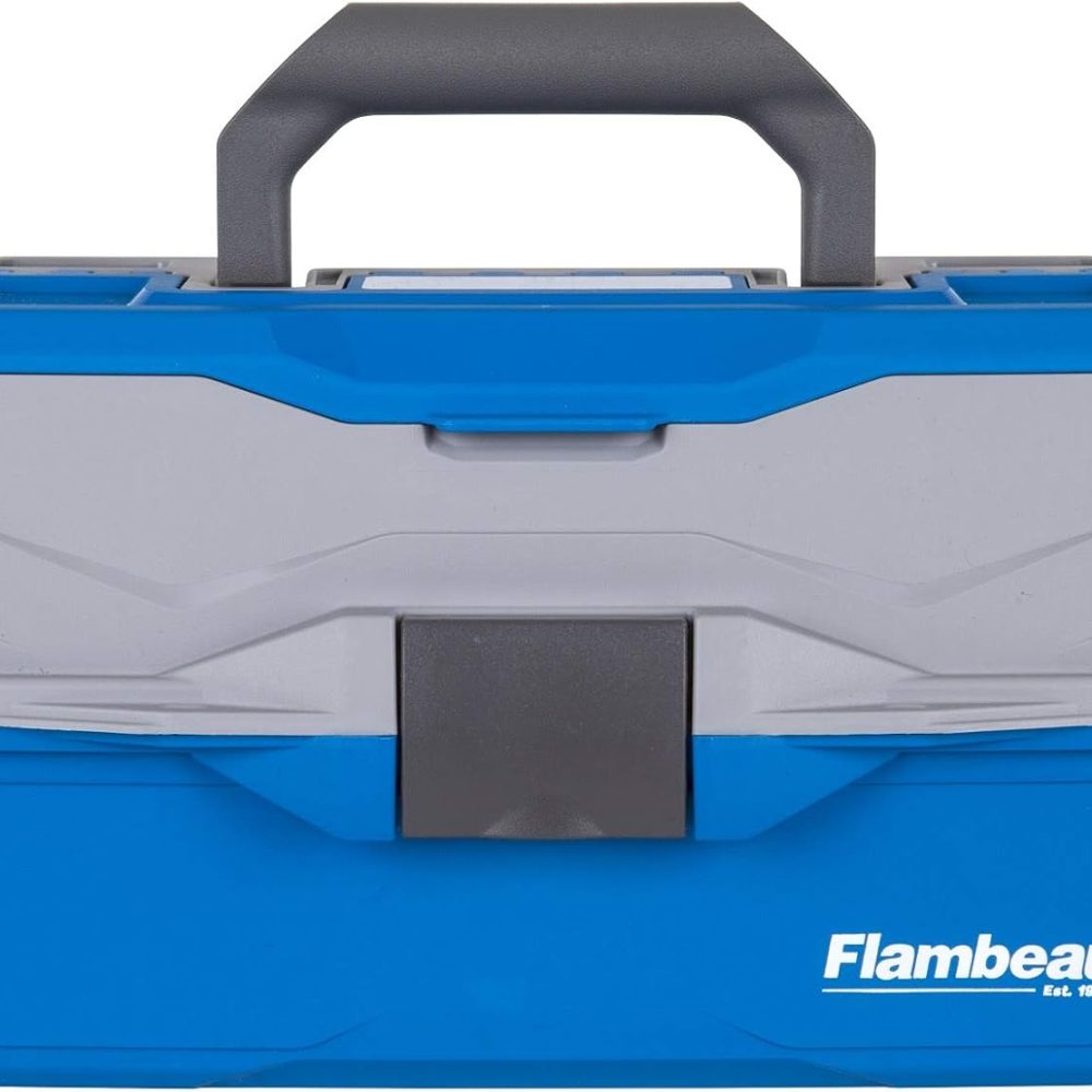 Flambeau Outdoors 6382TB 2-Tray Tackle Box - Classic Fishing Lure Storage Organizer, Medium Portable Tackle Box, 15 Tray Compartments, Blue/Gray - Image 2