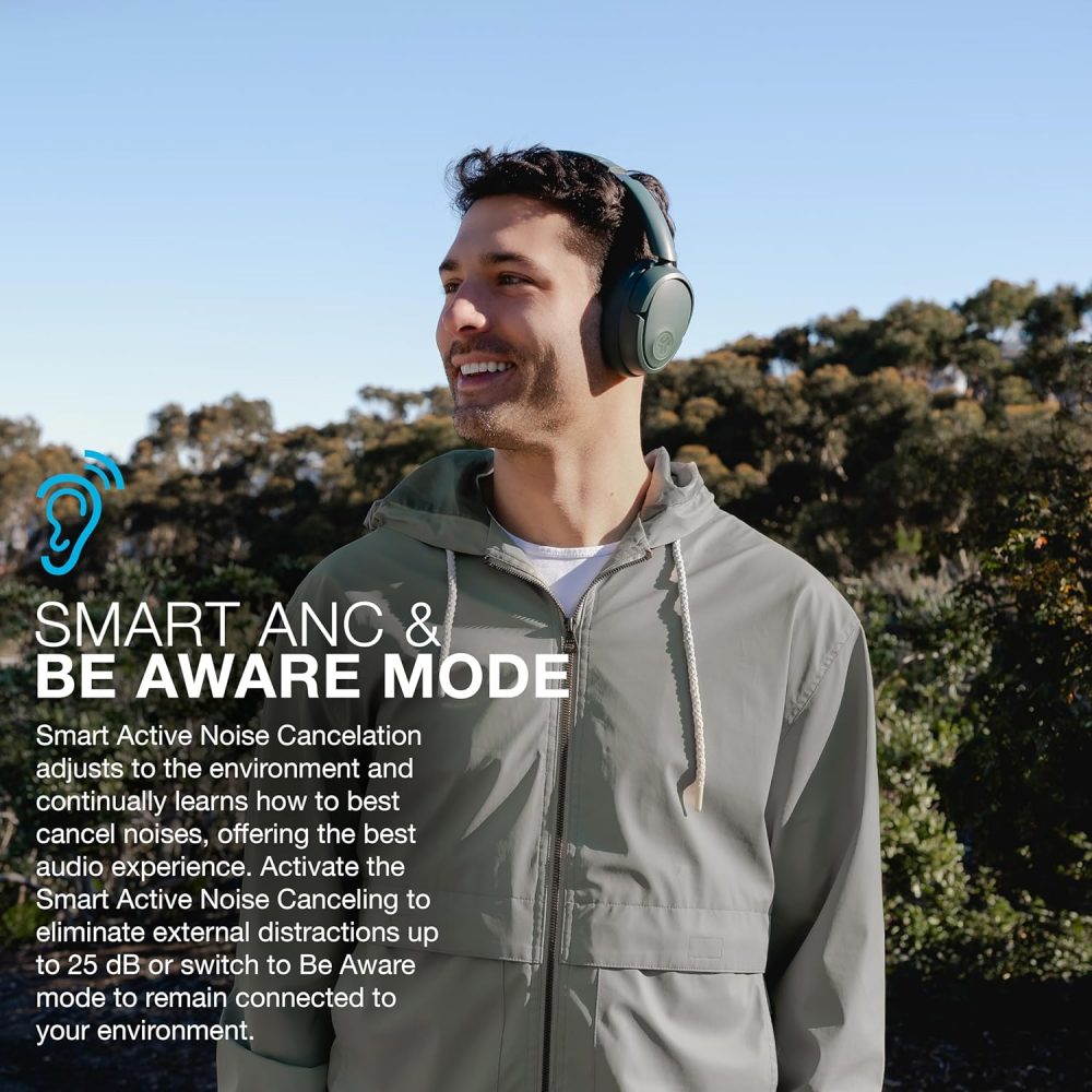 JLab JBuds Lux ANC Wireless Headphones, Sage, Hybrid Active Noise Cancelling, Customizable Sound, Spatial Audio Compatible, Premium Over-Ear Bluetooth Headset - Image 3